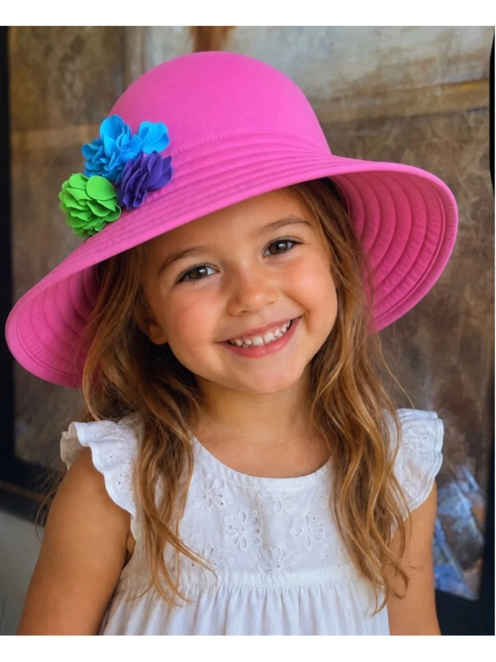 New Girls Hanna Andersson Pink Multicolor Floral Sun Hat M